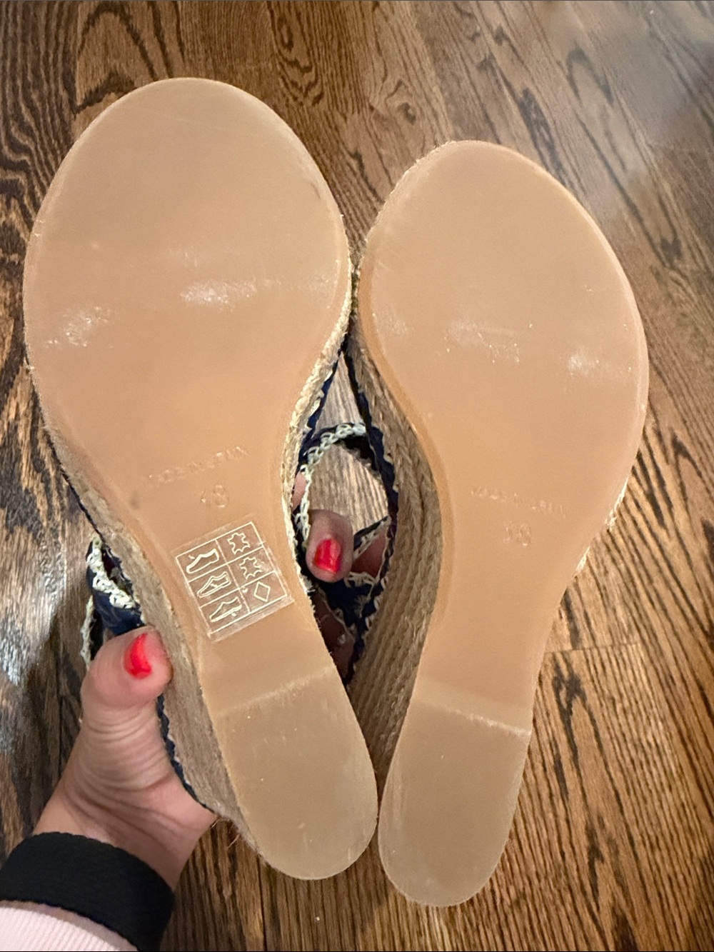 Tory Burch Navy Braided Espadrille Wedge Sandals - Picture 7 of 8